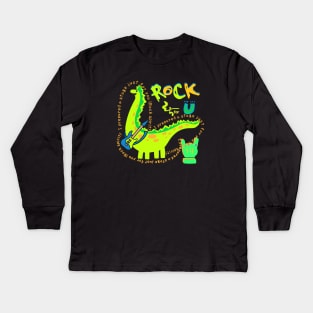 rock spirit, dinosaur Kids Long Sleeve T-Shirt